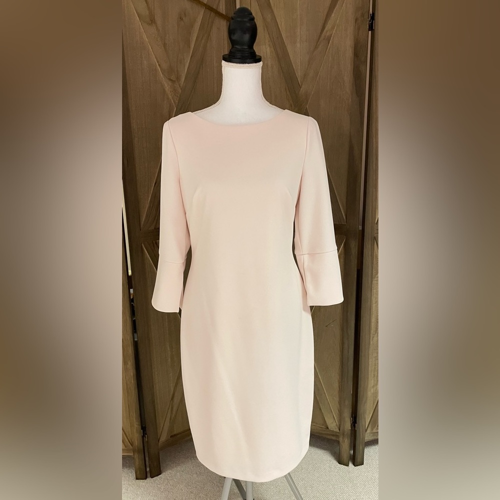 Calvin Klein Soft Pink Long Sleeve sheath Dress 10 career formal